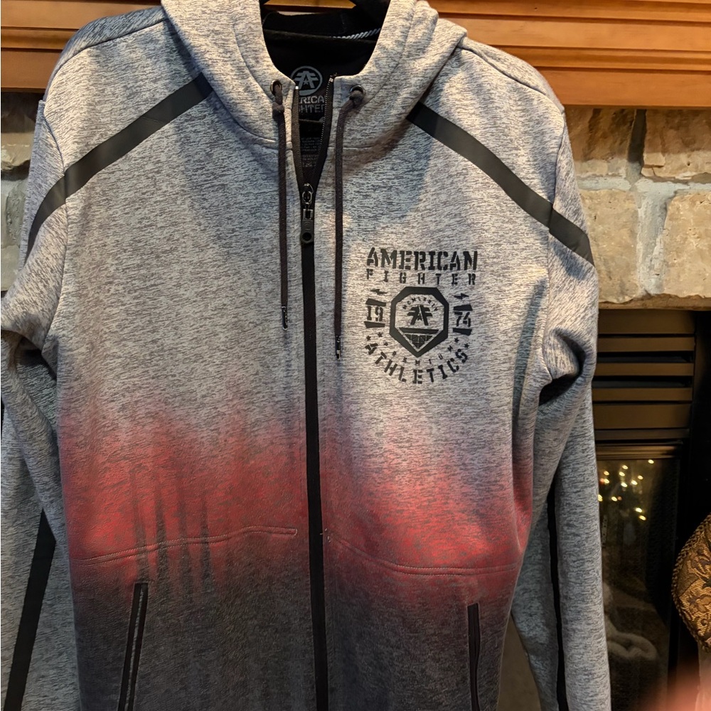 American Fighter Black and Red Graphic Hoodie